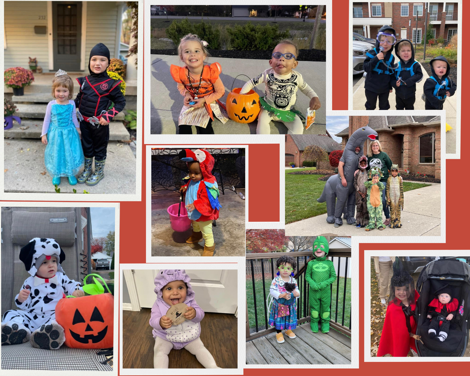 picture collage of little kids in halloween costumes 
