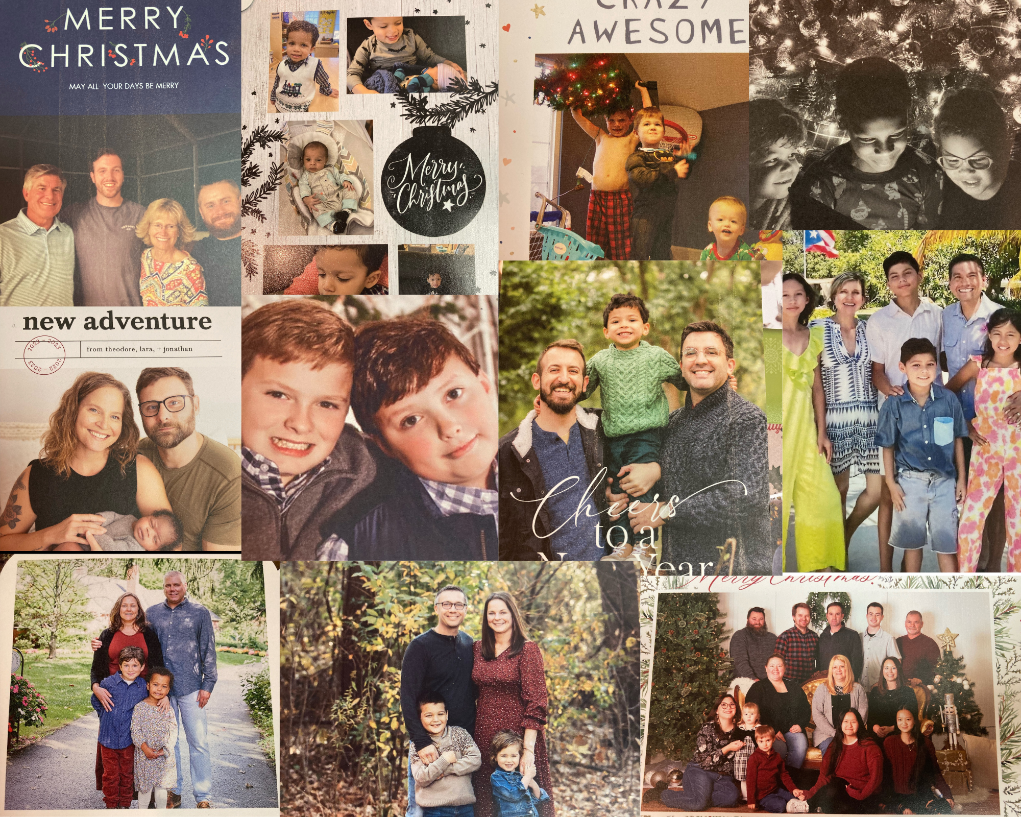 collage of Adoption Circle Families and their Holiday cards